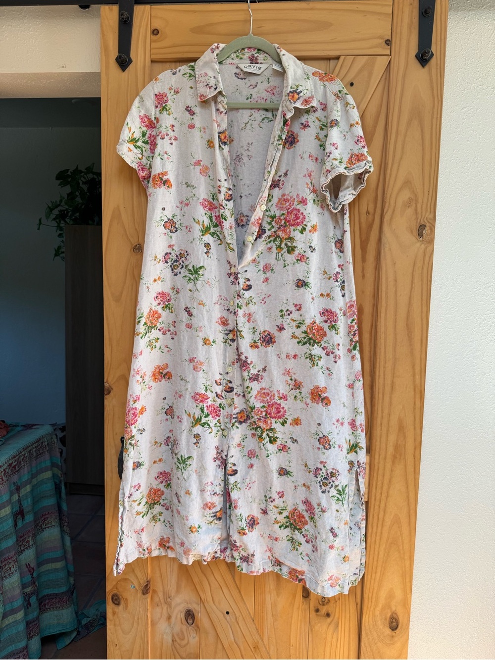 100% Linen Orvis Floral Button-Down Dress